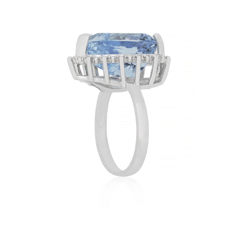 18ct White Gold Aquamarine & Diamond Dress Ring