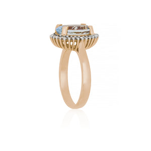 18ct Rose Gold Aquamarine and Diamond Dress Ring