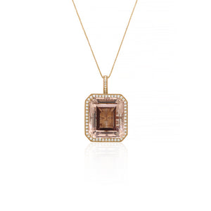 18ct Rose Gold Morganite Diamond Pendant