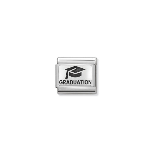 COMPOSABLE CLASSIC LINK 330109/02 GRADUATION WITH HAT IN 925 SILVER