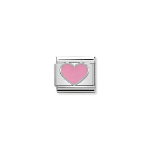 COMPOSABLE CLASSIC LINK 330202/18 PINK HEART IN ENAMEL & STERLING SILVER