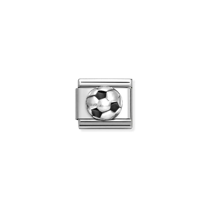 Nomination Classic Link 330204/27 Soccer Ball in Sterling Silver & Black Enamel