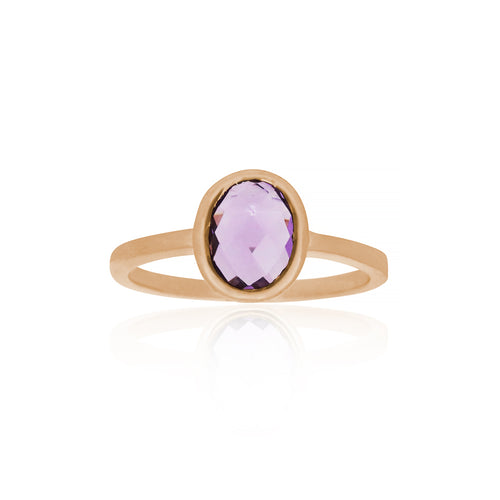 9ct Rose Gold Lamour Amethyst Oval Ring