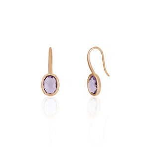 9ct Rose Gold Lamour Amethyst Oval Hook Earrings