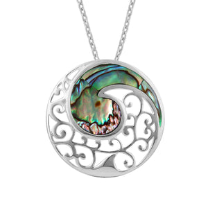 AGRENTO PAUA CIRCLE KORU NECKLACE