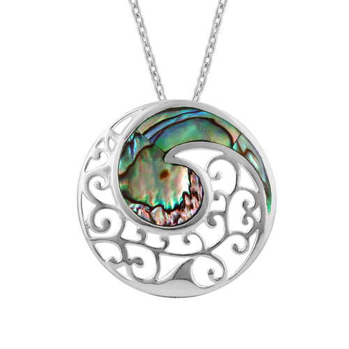 AGRENTO PAUA CIRCLE KORU NECKLACE