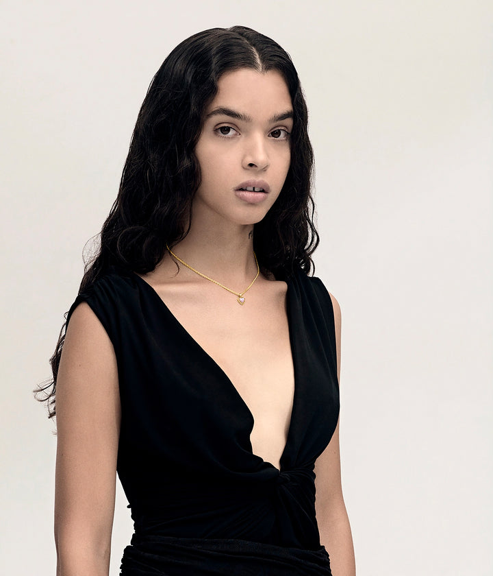 Stolen Gold Plated Mini Love Claw Necklace - Pink Bello Opal