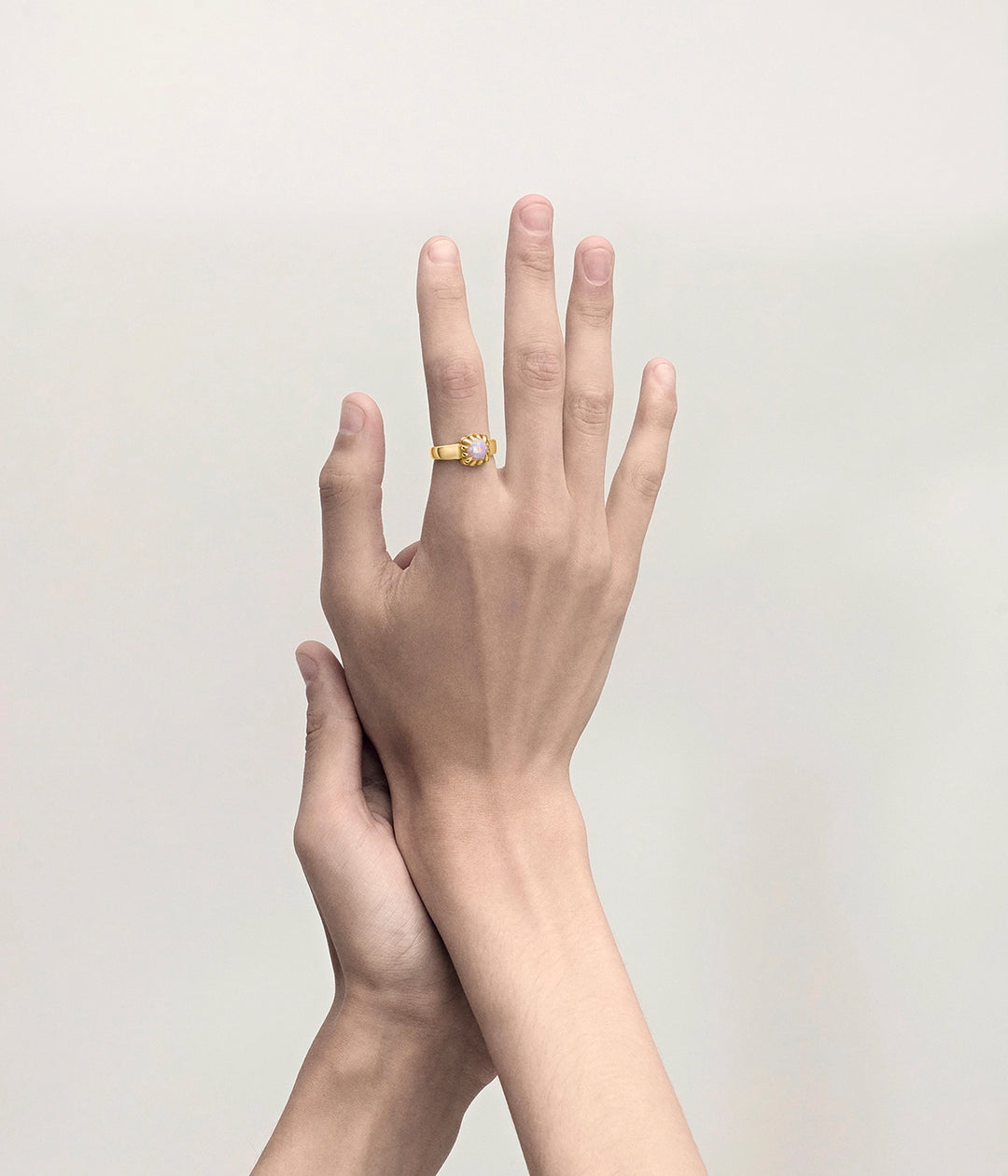 Stolen Gold Plated Baby Claw Ring - Pink Bello Opal