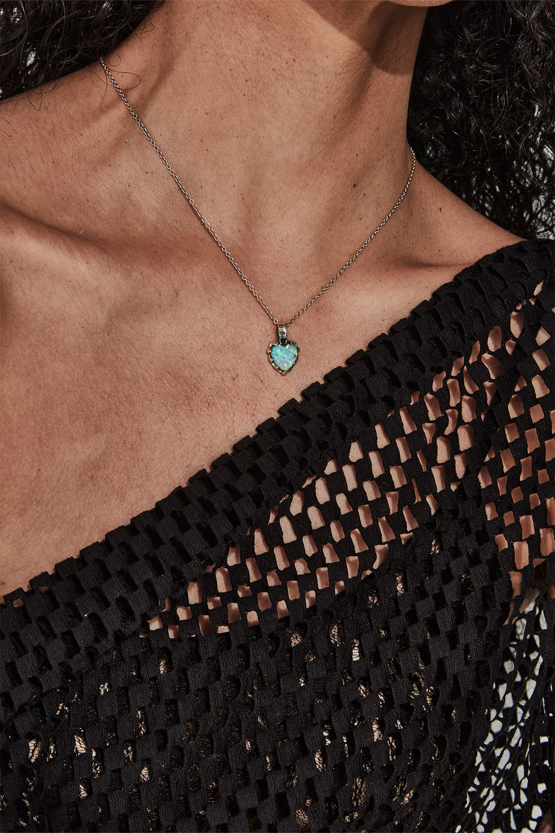 Stolen Silver Love Claw Necklace - Opal
