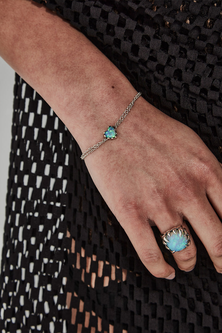 Stolen Silver Love Claw Bracelet - Opal