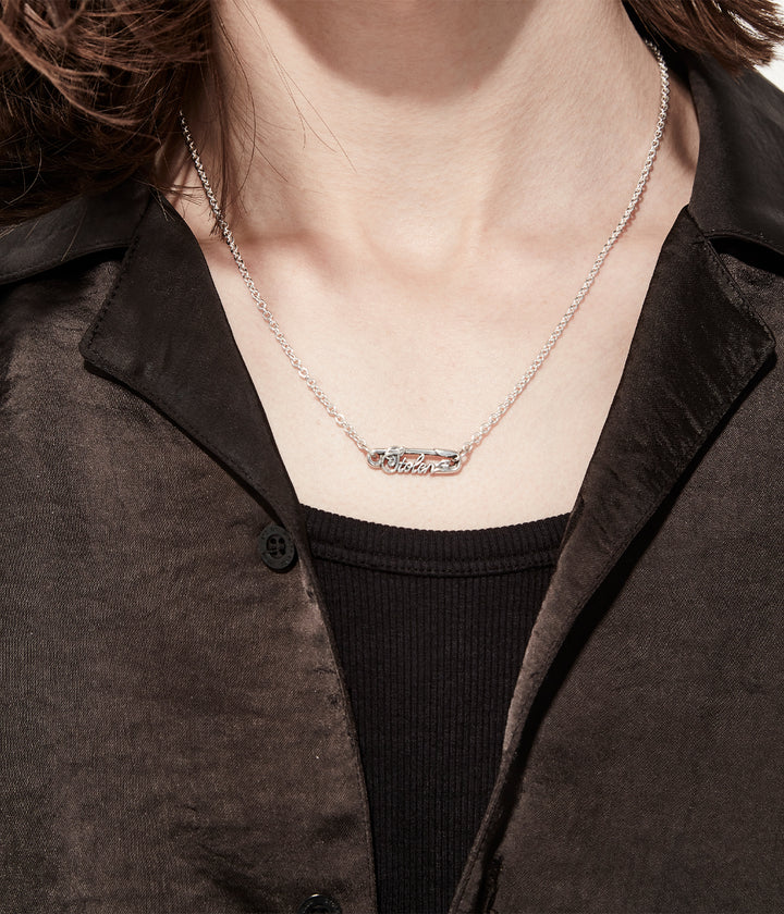 Stolen Silver Scripted Pin Necklace