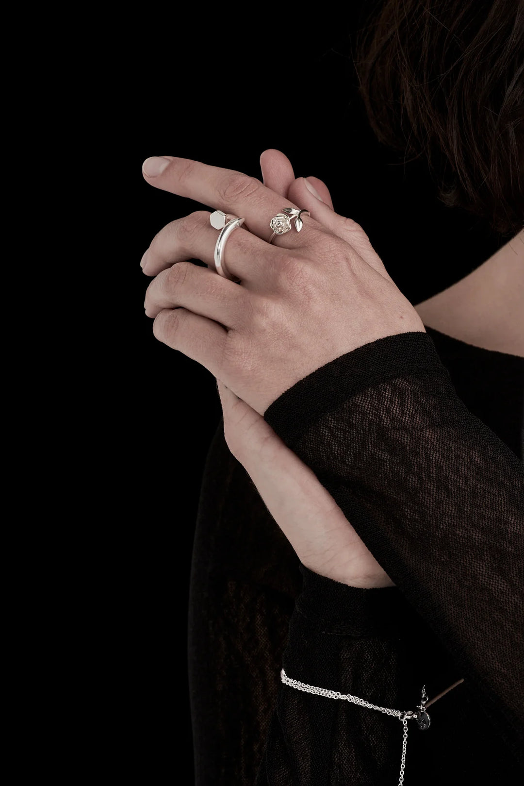 Stolen Silver Stem Rose Ring