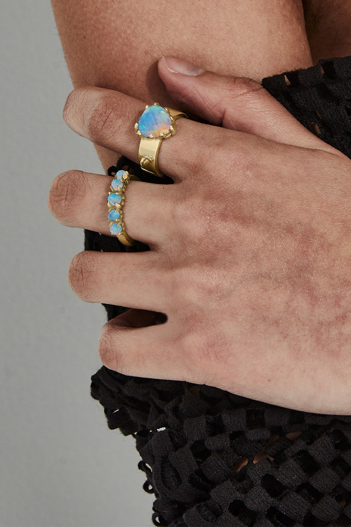Stolen Gold Plated Halo Cluster Ring - Opal