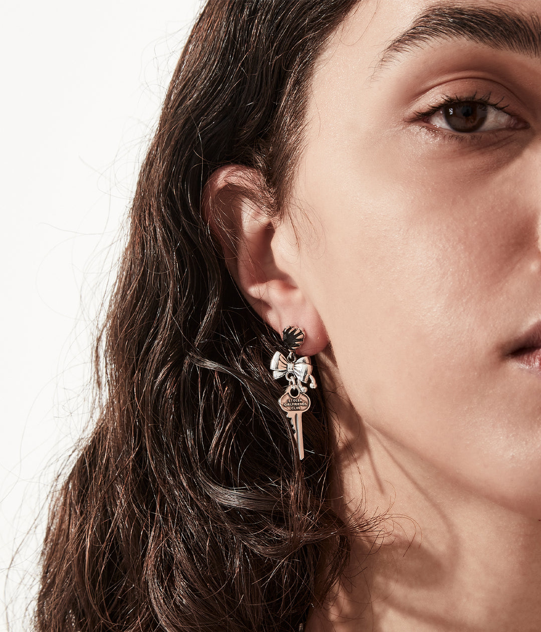 Stolen Silver Love Locked Bow Earrings