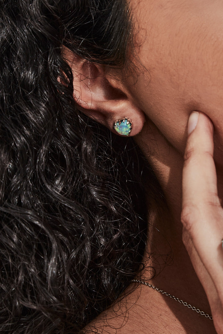 Stolen Silver Love Claw Earrings - Opal