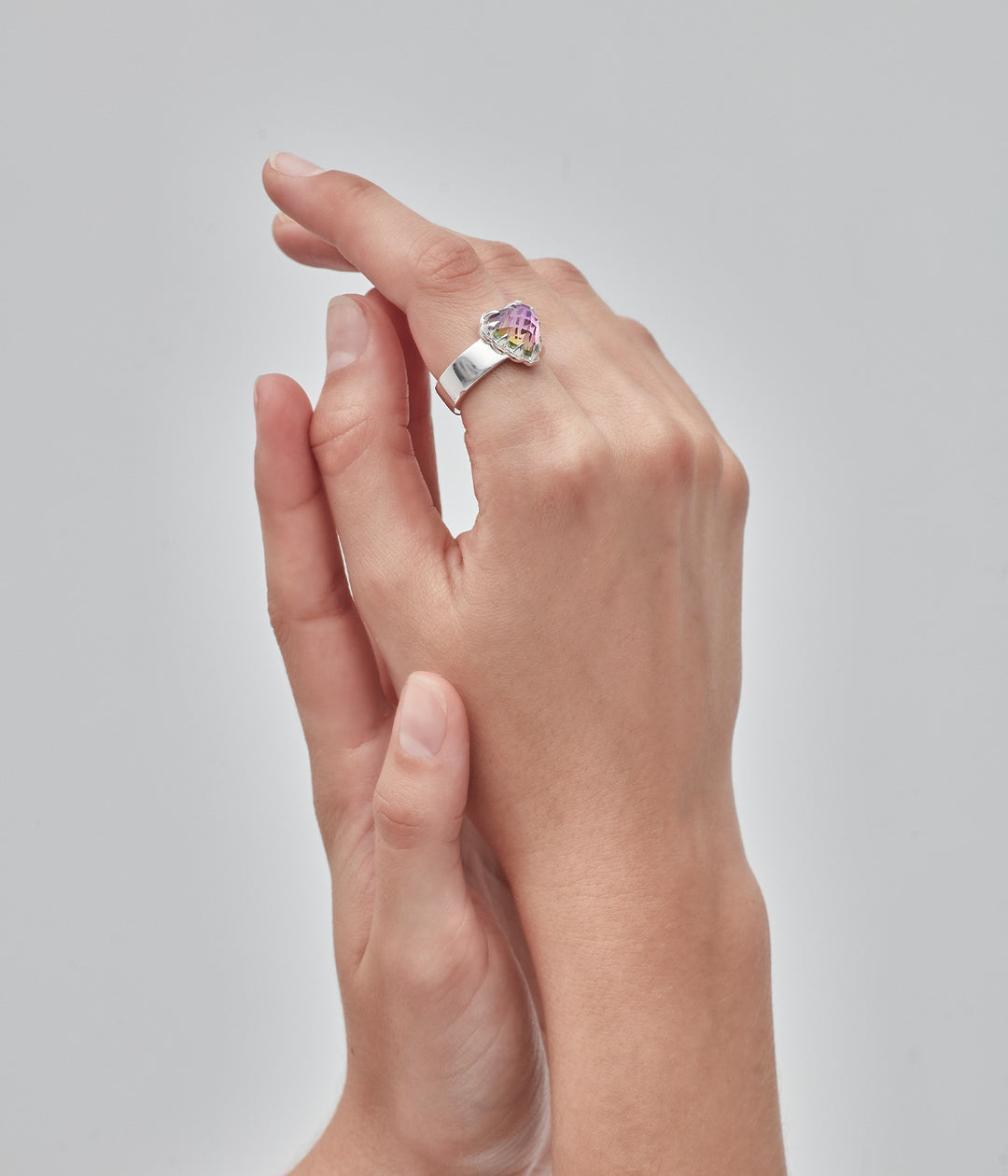 Stolen Love Claw Silver Ring - Mystic Quartz