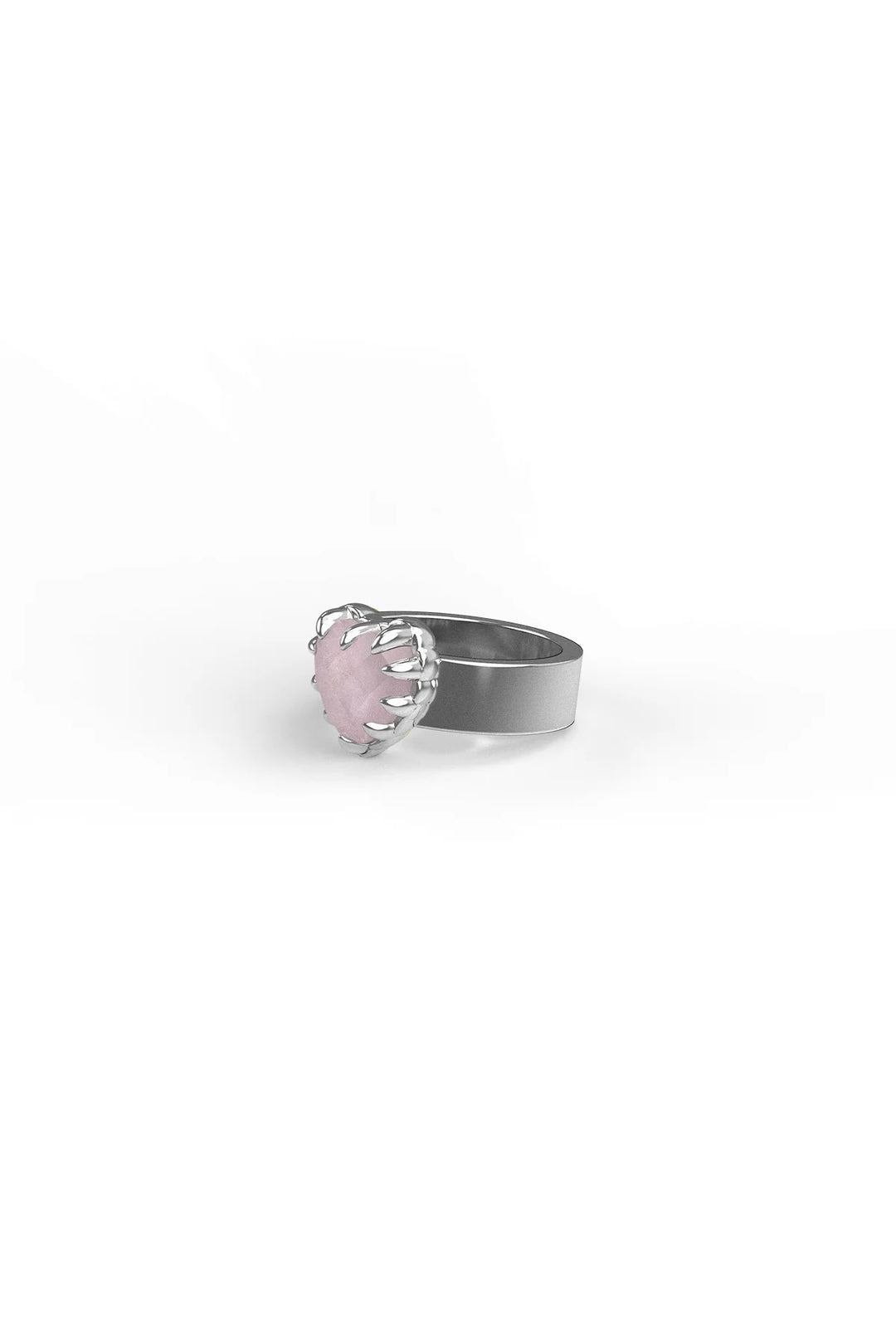 Stolen Silver Love Claw Ring  - Rose Quartz