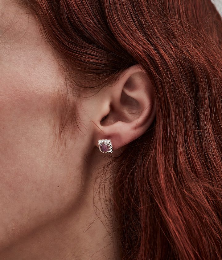 Stolen Mini Claw Silver Studs - Mystic Quartz