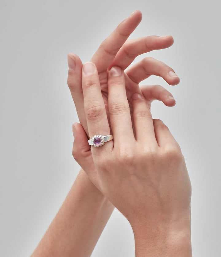 Stolen Baby Claw Silver Ring - Mystic Quartz