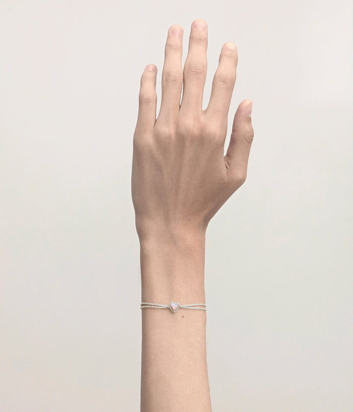 Stolen Silver Love Claw Bracelet - Pink Bello Opal
