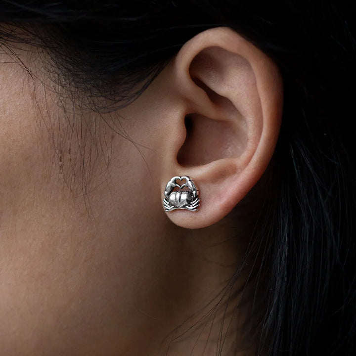 Nick Von K Sterling Silver Crab Romance Stud Earrings