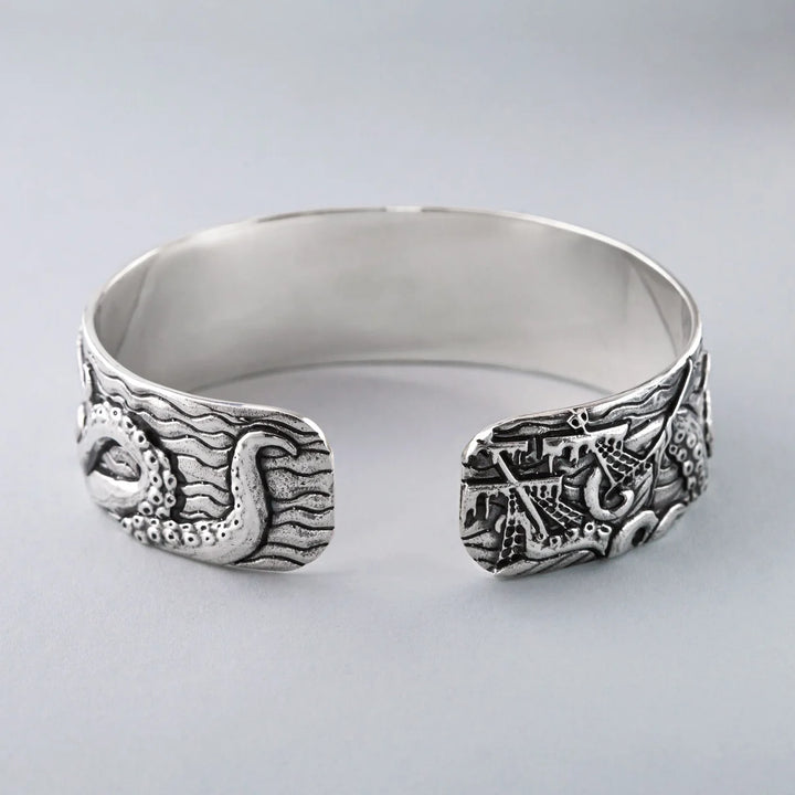 Nick Von K Stainless Steel Epic Kraken Cuff Bangle