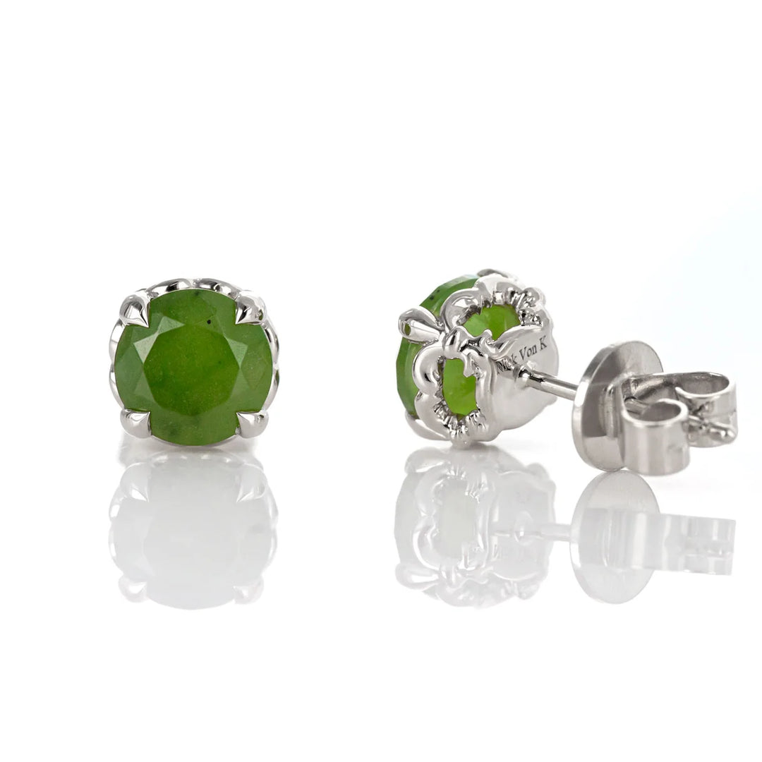 Nick Von K Sterling Silver with Pounamu Baby Dewdrop Earrings