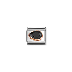 COMPOSABLE CLASSIC LINK 430605/011 TEAR DROP LEFT 9K ROSE GOLD & BLACK CZ