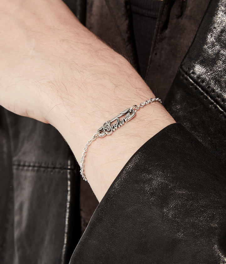 Stolen Silver Scripted Pin Bracelet