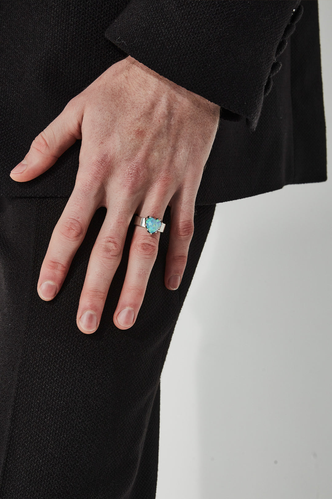 Stolen Silver Love Claw Ring - Opal