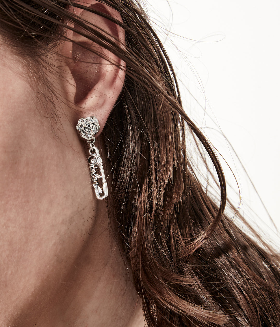 Stolen Silver Rose Pin Earrings