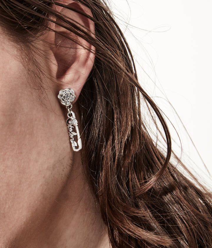 Stolen Silver Rose Pin Earrings