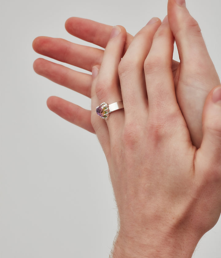 Stolen Love Claw Silver Ring - Mystic Quartz