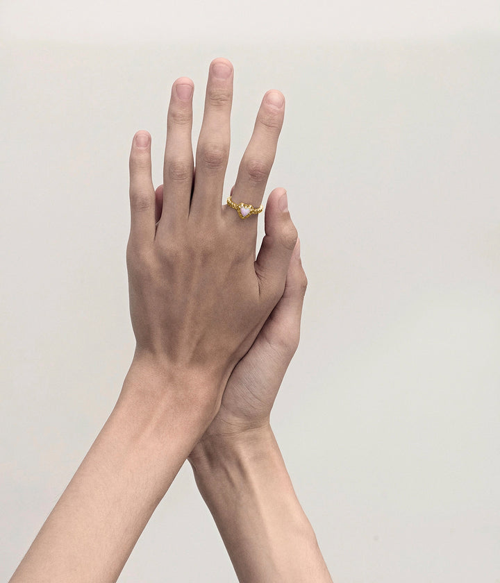 Stolen Gold Plated Mini Claw Ring - Pink Bello Opal