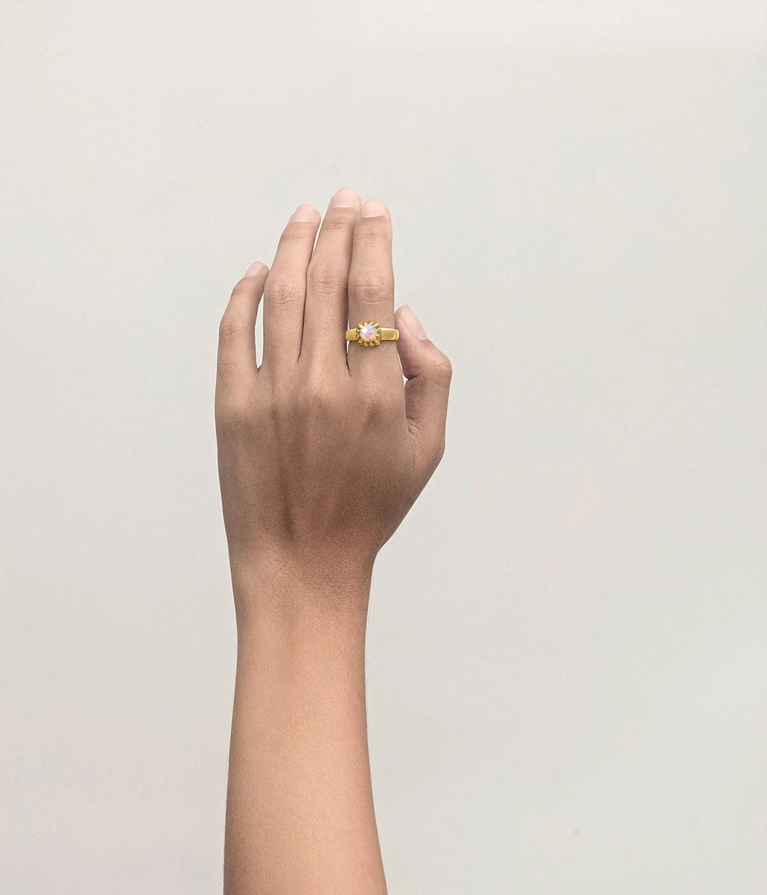 Stolen Gold Plated Baby Claw Ring - Pink Bello Opal
