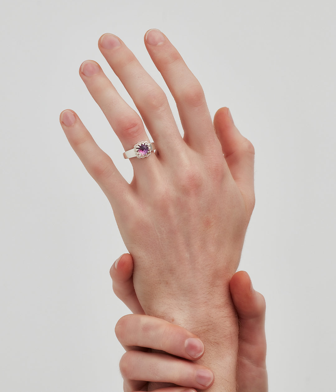 Stolen Baby Claw Silver Ring - Mystic Quartz