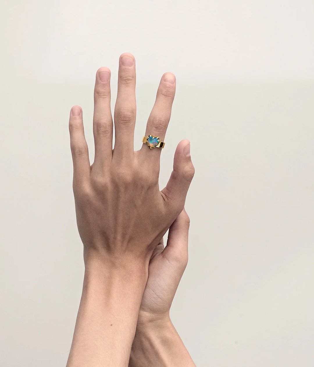 Stolen Gold Plated Love Claw Ring - Opal