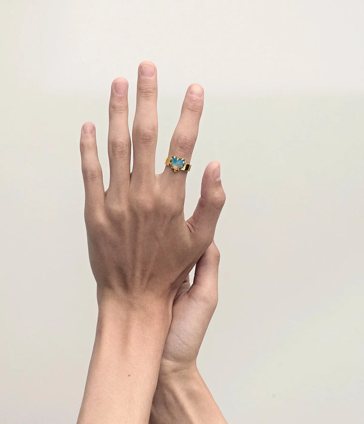 Stolen Gold Plated Love Claw Ring - Opal