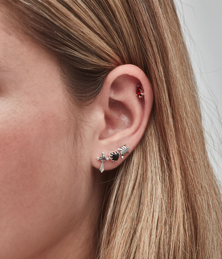 Stolen Gothic Cross Flat Back Earring (Single)