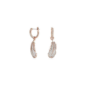 Feather Hoop Earrings, Rose Gold-Tone Plated