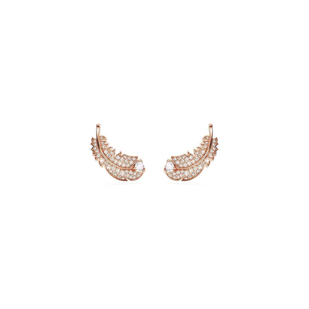 Feather Stud Earrings, Rose Gold-Tone Plated | Silvermoon