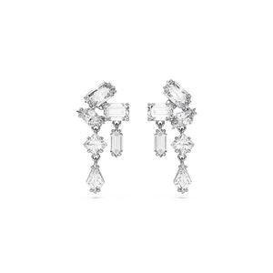 Mesmera Cluster Crystal Earrings, White Rhodium Plated