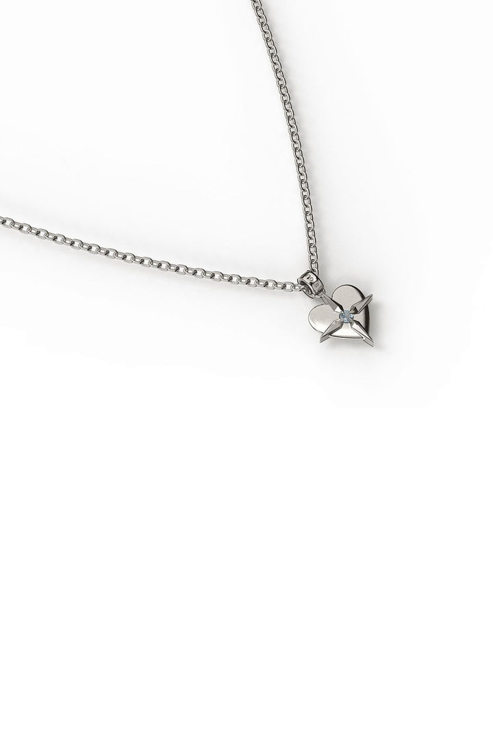 Stolen December Birthstone Heart Silver and Swiss Blue Topaz Necklace