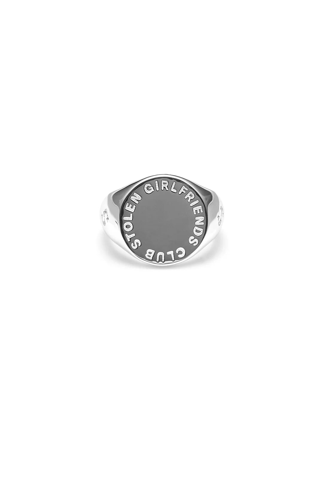 Stolen Silver Text Logo Sovereign Ring