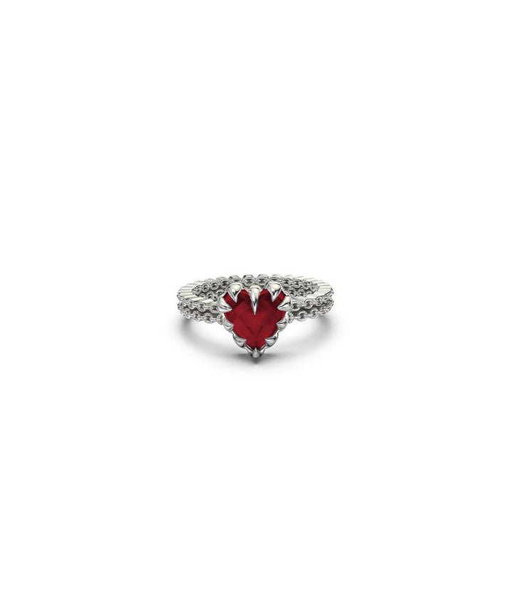 Stolen Silver Mini Claw Ring - Red Garnet
