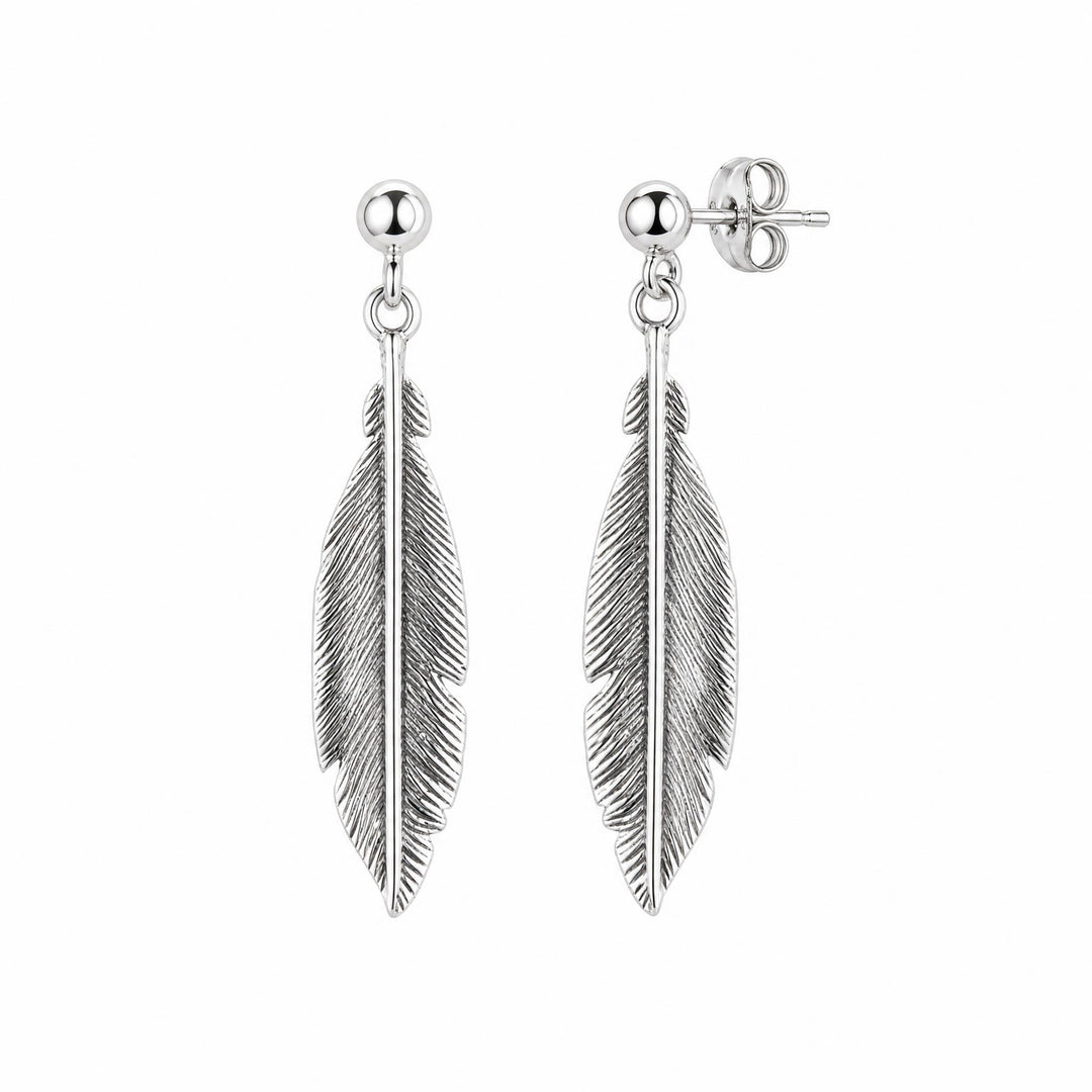 LT Sterling Free Spirit Feather Earrings