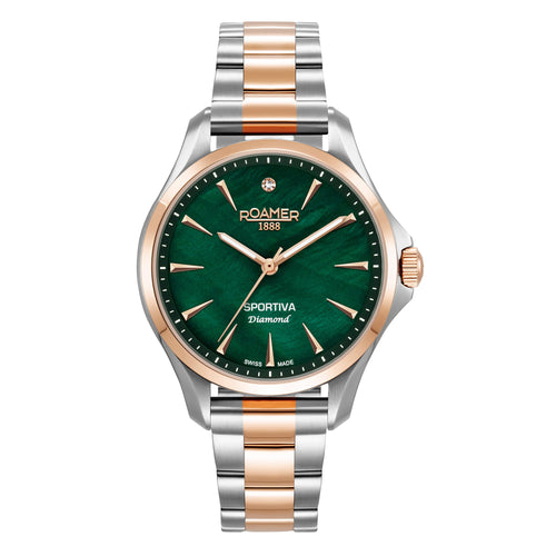 Roamer Swiss Made Sportivo Diamond Two Tone Green Watch