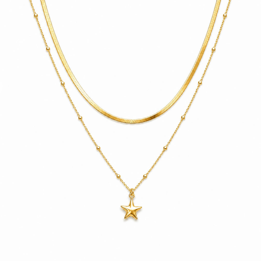 LT Gold Plated Cosmic Duo Layered Necklace