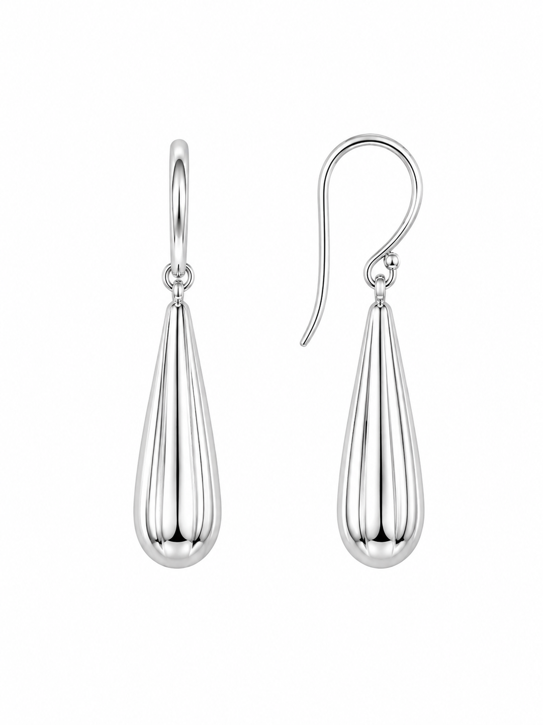 LT Sterling Silver Fluted Dewdrop Earrings
