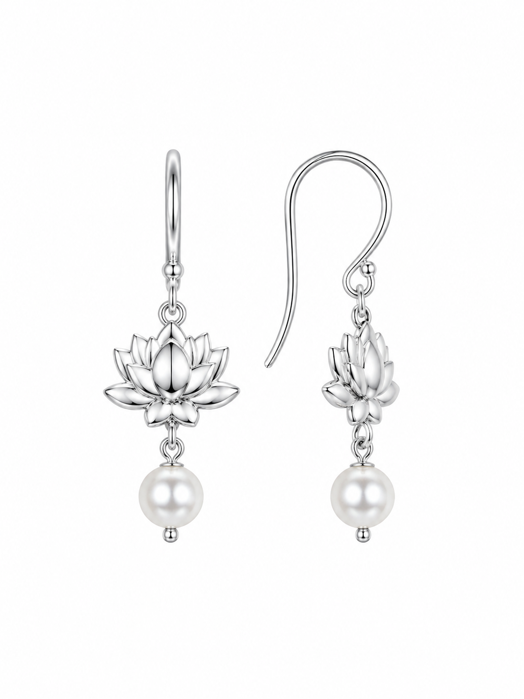 LT Sterling Pearl Lotus Earrings